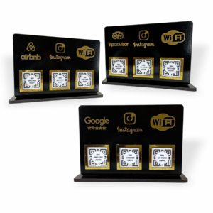 15323555504-pretocapa.png Placa 3 QR display balcão Preto GOOGLE AIRBNB TRIPADVISOR3