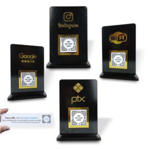 15323615467-preto-capa2.jpg Placa QR display balcão Preto Dourado PIX INSTAGRAM GOOGLE WIFI