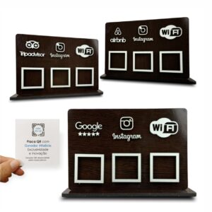 15323775484-woodbarkcapa2.jpg Placa 3 QR display balcão Amadeirado GOOGLE AIRBNB TRIPADVI